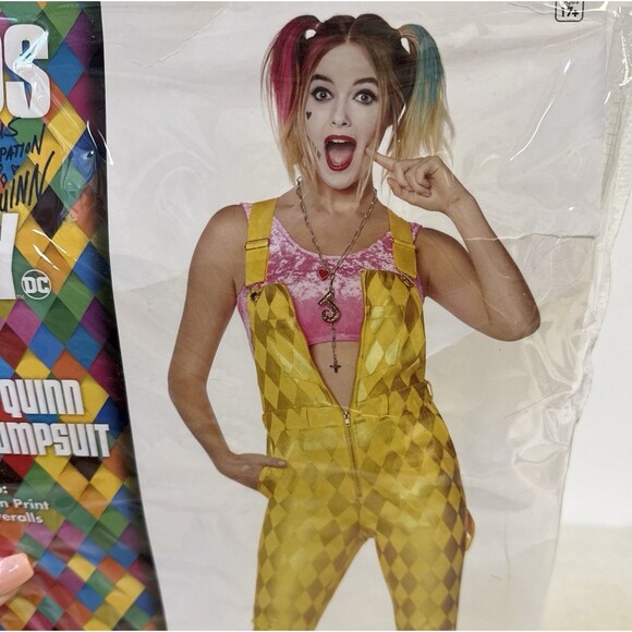 Harley Quinn Jumpsuit Birds of Prey Spirit Halloween Small Yellow Costume - Picture 3 of 6